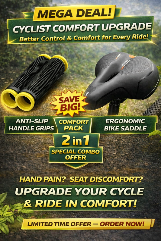 Cycle Guru" Ride Comfort Deal — Soft Bike Seat + Non-Slip Handle Grips