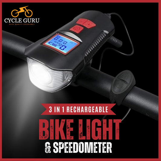 Cycle Guru"Bicycle 3 in 1 Rechargable Bike Light and horn