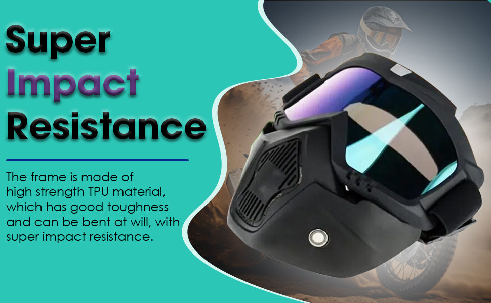 Cycle Guru" Bicycle and Motorcycle Helmet Face Mask Detachable Anti-Fog Windproof Motorcycle Goggle Mask 2 Ways Use UV Protection Face Mask