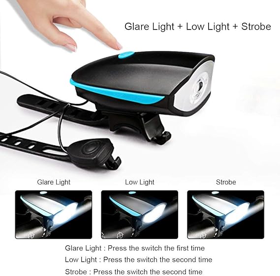 Cycle Guru" 2 in 1 Rechargable Bike Light and horn