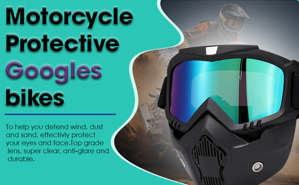 Cycle Guru" Bicycle and Motorcycle Helmet Face Mask Detachable Anti-Fog Windproof Motorcycle Goggle Mask 2 Ways Use UV Protection Face Mask