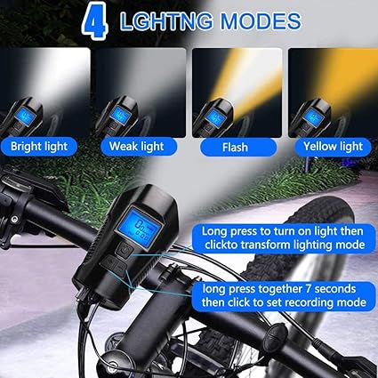 Cycle Guru"Bicycle 3 in 1 Rechargable Bike Light and horn