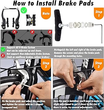 Cycle Guru" MTB V-Brake Type Compatible With Sram, Shimano & All Major V-Brake Systems 70mm
