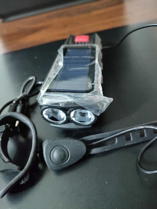 Cycle Guru" Bicycle Rechargeable Solar Power Bike Light with Horn
