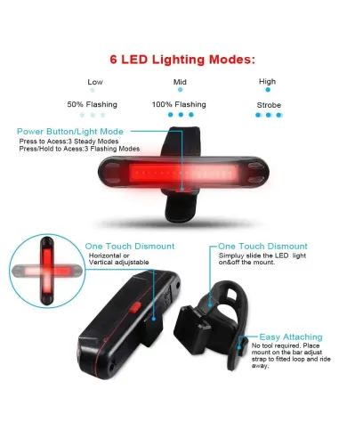 Cycle Guru" Bicycle USB Rechargeable Rear Tail light Waterproof